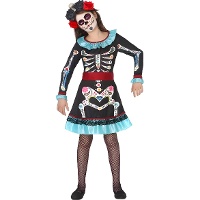 Disfraz de esqueleto Catrina mejicana para niña