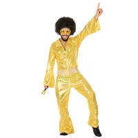 Disfraz de estilo disco dorado brillante para hombre