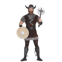 Disfraz de guerrero vikingo oscuro para hombre