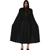 Capa de 125 cm negra con capucha