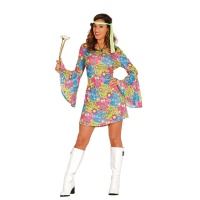 Disfraz de hippie flower power para mujer