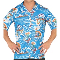 Camisa hawaiana azul Hawai para adulto