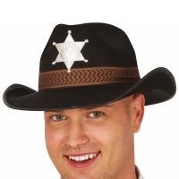 Sombrero de Sheriff negro para adulto de 60 cm