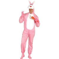 Disfraz de conejo rosa y blanco para adulto