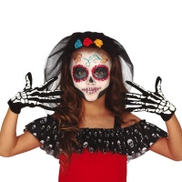 Guantes cortos de esqueleto infantiles de 18 cm