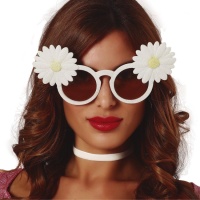 Gafas con margaritas blancas brillantes