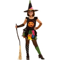 Disfraz de brujita calabaza para niña