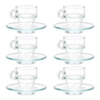 Taza de 90 ml de café apilable con plato - 6 servicios
