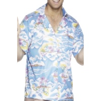 Camisa hawaiana azul para adulto