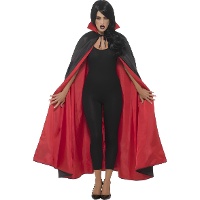 Capa de 127 cm reversible con cuello roja y negra