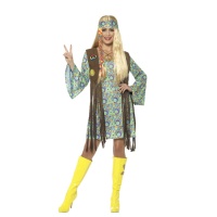Disfraz de hippie con chaleco para mujer