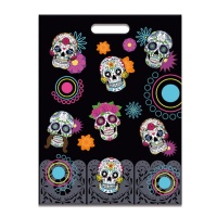 Bolsa para dulces de Halloween Día de los Muertos de 40 x 30 cm - 6 unidades