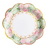 Platos de patrón de flores de 23 cm - 6 unidades