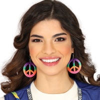 Pendientes de símbolo de la paz multicolor - 1 par