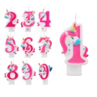 Vela de número de unicornio de 8,5 cm - 1 unidad