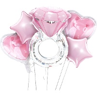 Bouquet de anillo de diamante plata y rosa - 5 unidades