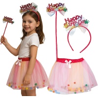 Conjunto de Happy Birthday con diadema, tutú y varita