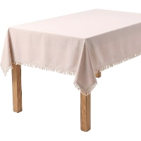 Mantel de 2,50 x 1,40 m de tela natural con flecos