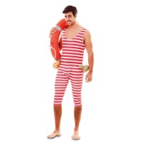 Disfraz de bañista rojo para adulto