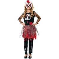 Disfraz de Catrina con máscara para niña