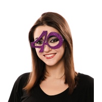 Gafas de número 40 fucsias con purpurina