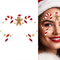 Joyas adhesivas faciales de Navidad de galleta con glitter