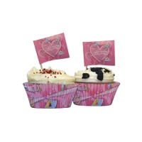 Picks y cápsulas para cupcakes de princesas - 24 unidades