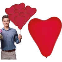 Globos de látex de corazón rojo - 10 unidades