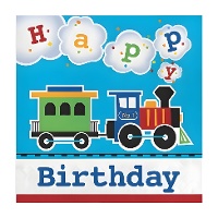 Servilletas de Todos al Tren Happy Birthday de 16,5 x 16,5 cm - 16 unidades