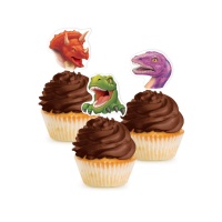 Toppers para cupcakes de dinosaurios - 12 unidades