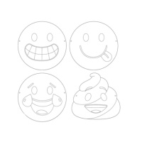 Caretas de Emoticonos para colorear - 12 unidades