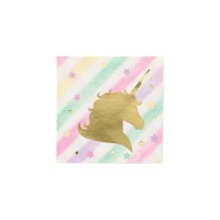 Servilletas de Unicornio dorado de 12,5 x 12,5 cm - 16 unidades