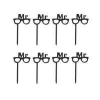 Picks acrílicos pequeños Mr gafas - 8 unidades