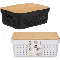 Caja de 36 x 26 x 14 cm perforada con tapa de bambú - 1 unidad