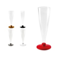 Copa de 140 ml de plástico pie colores cava - 4 unidades