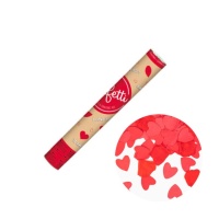 Cañón de confeti con pétalos y corazones rojos de 40 cm