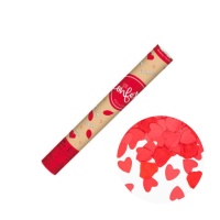 Cañón de confeti con pétalos y corazones rojos de 50 cm