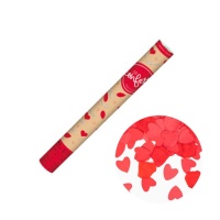 Cañón de confeti con pétalos y corazones rojos de 60 cm
