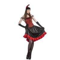 Disfraz de can can rojo y negro para mujer