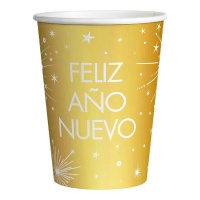 Vasos de 270 ml de Feliz año nuevo dorado - 6 Unidades