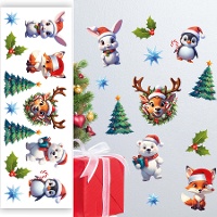 Decoración para pared adhesiva de animales navideños de 70 x 25 cm