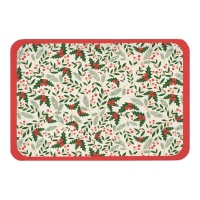 Bandejas de 34 x 25 cm de cartón de Navidad con flores de acebo - 2 unidades