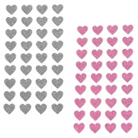 Pegatinas de formas de corazones con purpurina de 1,1 cm - 36 piezas