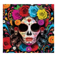 Servilletas de Catrina de 16,5 x 16,5 cm - 12 unidades