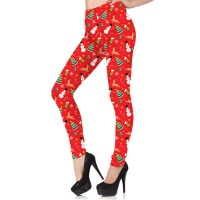 Leggins navideño rojo con muñeco de nieve