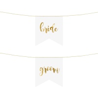 Letrero de Bride Groom blanco de 20 x 21,5 cm - 2 unidades