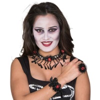 Set de collar, pulsera y anillo de calaveras