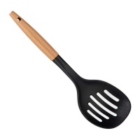 Espumadera de 30 cm negra con mango madera