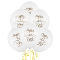 Globos de látex de Happy Birthday de 30 cm - PartyDeco - 50 unidades