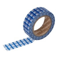 Washi tape de cuadros azul - 10 m